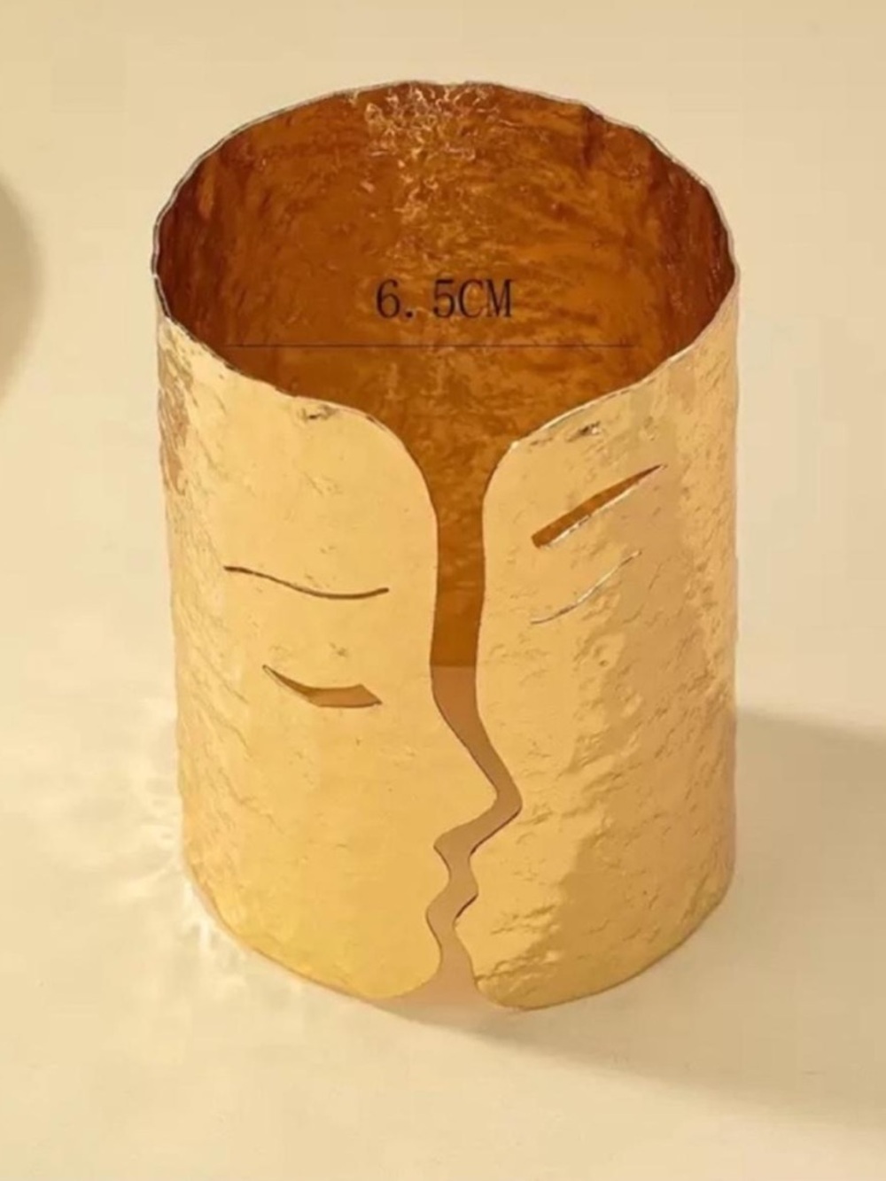 Golden Muse Face Cuff Bracelet – Abstract Art Statement - Picture 3 of 4